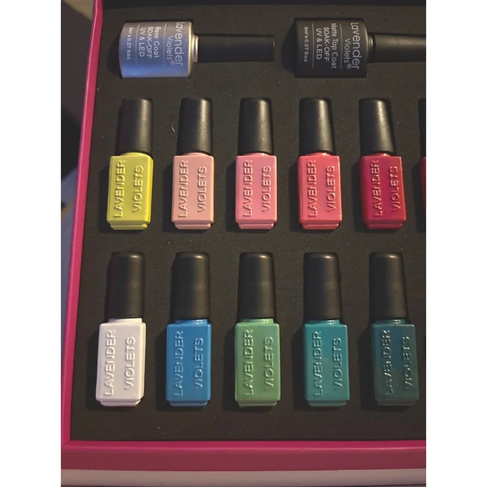 Lavender Violets 21 Pcs Soak Off Gel Nail Polish Set Matte Glossy Top Base‎ Coat